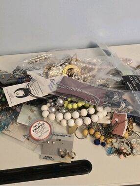 3 LB Pound Lot of Mixed Jewelry Pieces For Arts Crafts Some Wearable READ